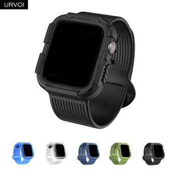 Ремешок URVOI для Apple Watch серии 8 7 6 SE 5 4 чехол-ремешок для iWatch jelly TPU2 в 1 защита рамки карамельного цвета от ударов