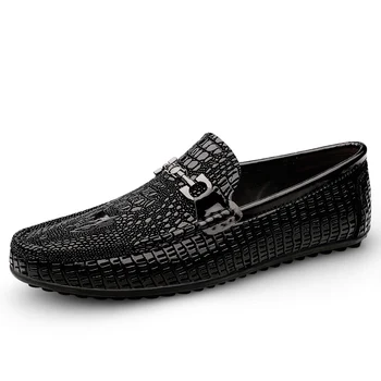 Роскошные Брендовые мужские лоферы с крокодиловым узором, Мокасины с блестками, Высококачественная Мужская Повседневная обувь из натуральной кожи, Дизайнерская Мужская обувь