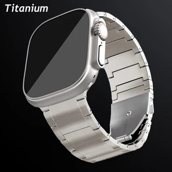 Роскошный Титановый Ремешок для Apple Watch Серии 8 7 Ultra 49 мм 45 мм 42 44 мм 6 SE 5 4 41 мм 38 40 мм Браслет для титанового Ремешка iWatch