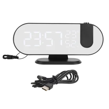 Светодиодные проекционные часы, цифровой будильник, отображение температуры и влажности, проектор на 180 градусов для спальни