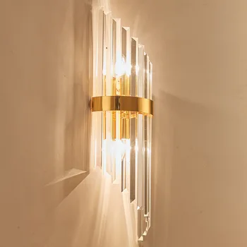 Скандинавский Роскошный Хрустальный светодиодный настенный светильник, Прикроватное украшение для спальни, Настенное бра для столовой, светильник для гостиной, светильник для внутреннего освещения