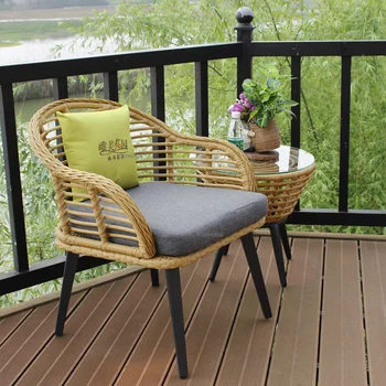 Скандинавский стул из ротанга, рабочий стул для балкона, сада, двора, набор из трех предметов, уличная мебель, обеденные стулья для семьи, походный стул
