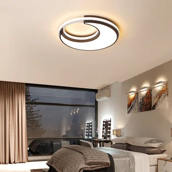 Современная светодиодная люстра в виде белого полумесяца для спальни, гостиной, Круглые лампы, Домашние декоративные светильники с регулируемой яркостью, Пункт