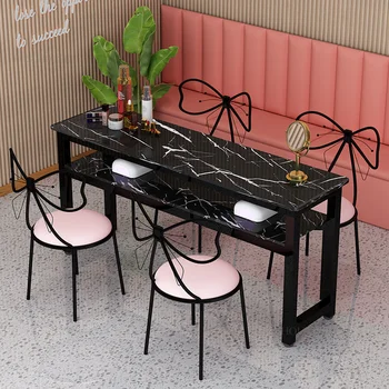 Современные маникюрные столы Мебель для салона красоты Nordic Профессиональные Маникюрные столы Одноместный Двухместный Маникюрный стол и стул Комплект U