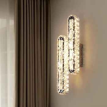 Современный минималистичный 3-цветный светодиодный настенный светильник с регулируемой яркостью 30 40 46 см 220 В 110 В прикроватный хрустальный настенный светильник в скандинавском роскошном стиле бра