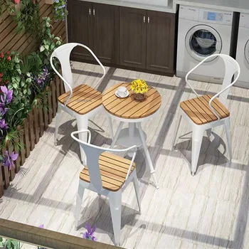 современный открытый балкон, Небольшой стол и стул, стол для отдыха, Садовый обеденный стол, бытовая водонепроницаемая уличная мебель Z