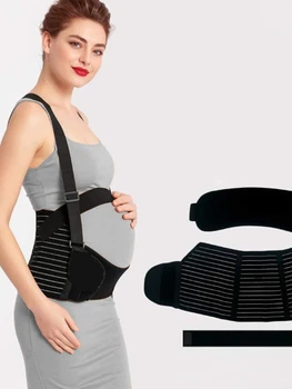 Специальный пояс для ухода за брюшной полостью для беременных женщин, Двойная поддержка спины, бандаж для живота, плечевой ремень, регулируемый по пояснице, черный M-XXL