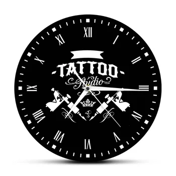 Студия тату в стиле Старой школы, современные настенные часы с черепом и племенные часы, часовой салон, магазин, тату-студия, украшение, подарок татуировщику