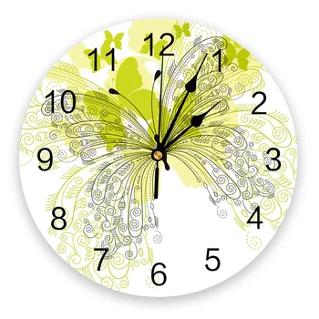 Украшение в виде бабочки Зеленые Настенные часы для спальни, Большие Современные Кухонные Обеденные Круглые настенные часы, часы для гостиной, Домашний декор