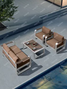 Уличный диван для отдыха, стол для переговоров и стул в американском стиле из алюминиевого сплава, легкий роскошный балкон, терраса, внутренний двор
