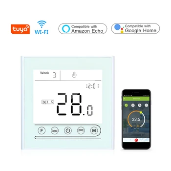 Умный термостат Tuya WiFi, программируемый регулятор температуры для нагрева воды / газового котла, совместимый с Alexa Google Home