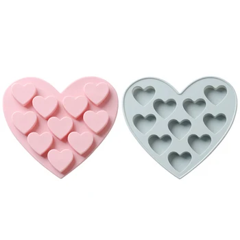 Форма Для Кубиков Льда 10 Отверстий Love Heart 3D Форма Антипригарная Силиконовая Форма Для Торта Выпечка DIY Желе, Маффин, Мусс, Мороженое, Шоколадный Инструмент