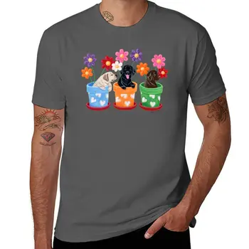 Цветочные горшки, Футболка со щенками Лабрадора, винтажная футболка на заказ, мужские графические футболки аниме