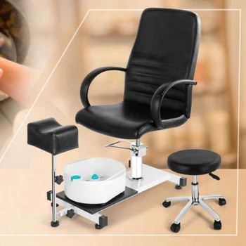 Черное педикюрное кресло с Поворотным Табуретом, спа-кресло для Горячих ногтей с массажной чашей, Прочное оборудование для парикмахерского салона на продажу