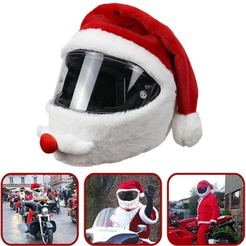 Чехол для мотоциклетного шлема Санта-Клауса, Забавный Сумасшедший Набор, Открытый Персонализированный Полный Рождественский Чехол Для шлема, Рождественский Подарок